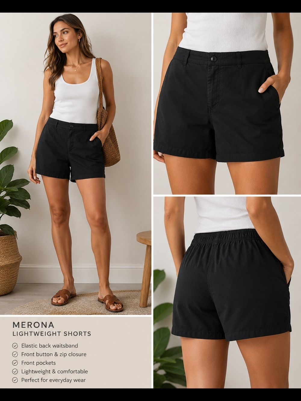 Merona Black Casual Lightweight Women's Shorts M